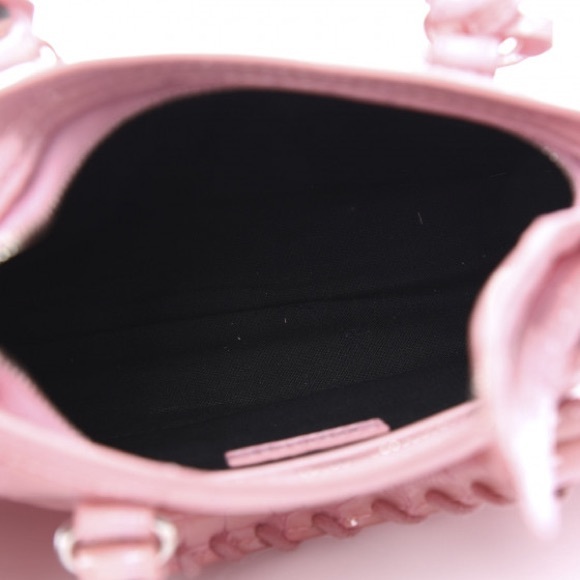 *RARE* Balenciaga Patent Crocodile Embossed Nano City Light Pink - Picture 6 of 15